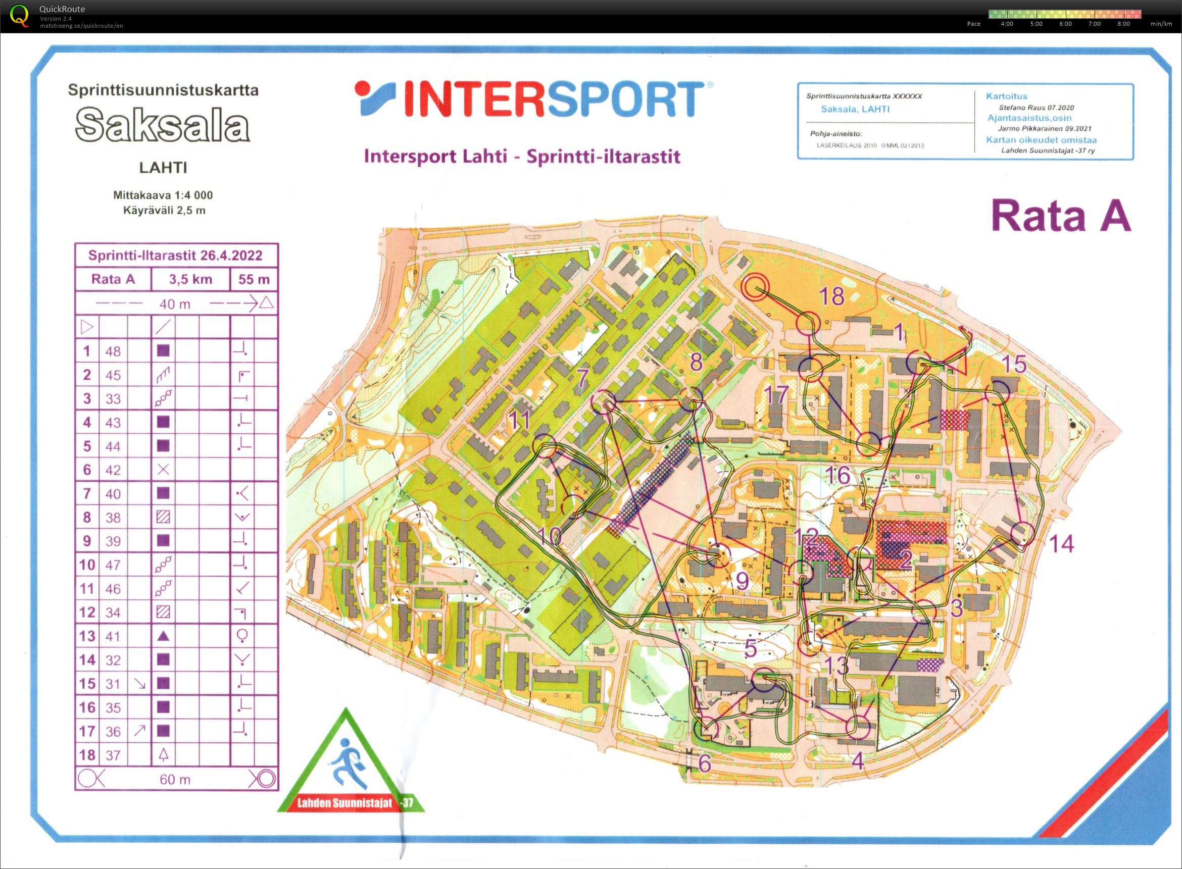 Lahden suunistajien sprintti-iltarastit (2022-04-26)